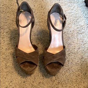 Jessica Simpson brown suede wedges